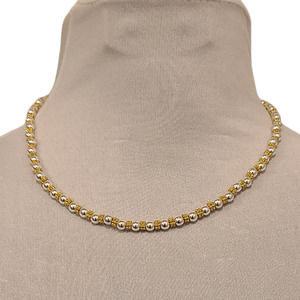 Napier Collar Necklace Two Tone Gold & Silver Tone Beaded Lobster Clasp Signed